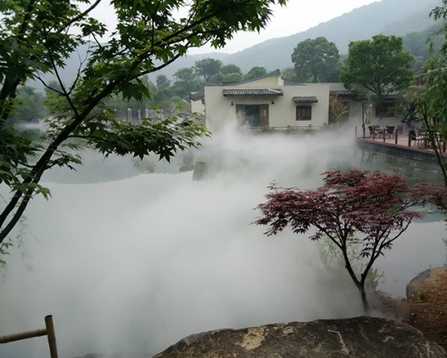 人工湖綠地噴霧景觀